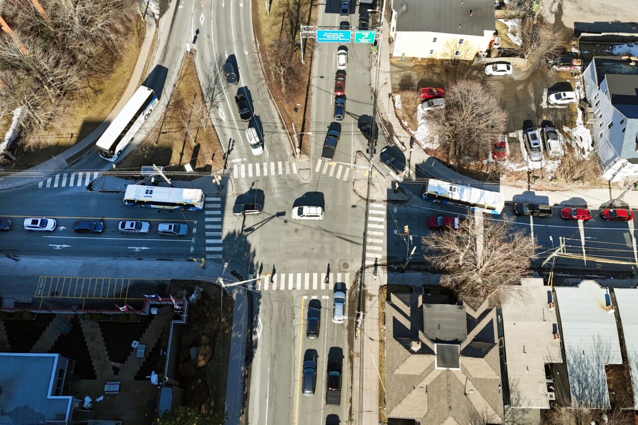 An aerial view of the North and Gottingen Intersection.